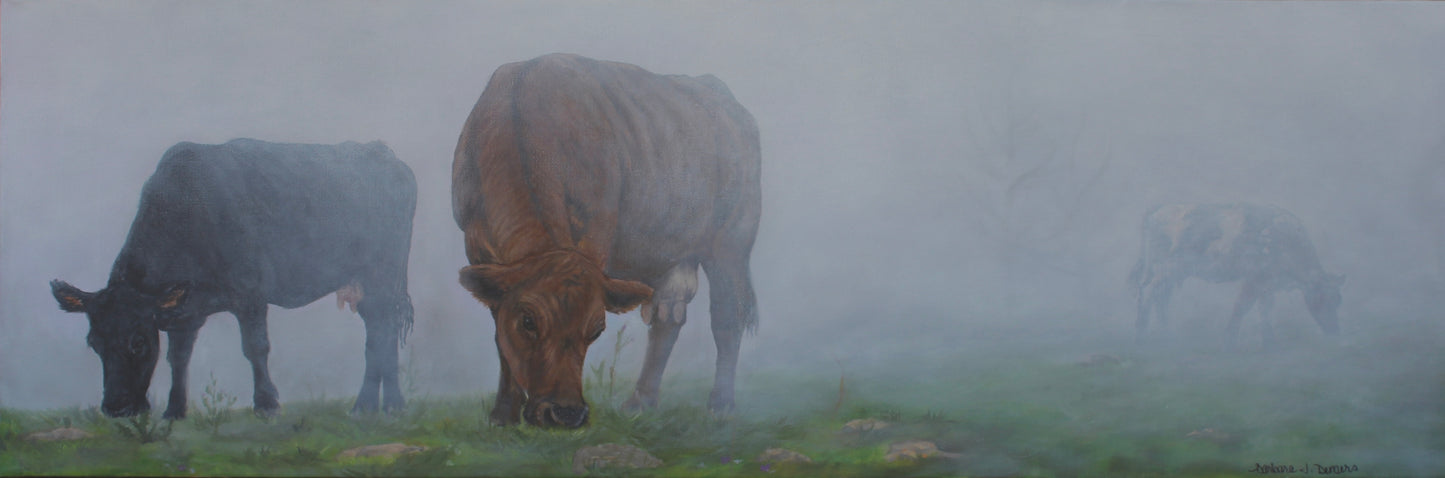 Out Of The Mist Cow Painting