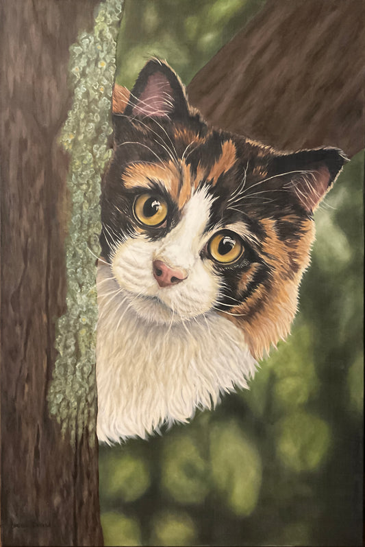 Peek-a-boo Kitty Acrylic Painting