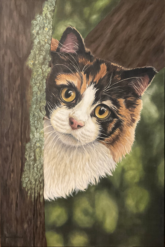 Peek-a-boo Cat Acrylic Painting