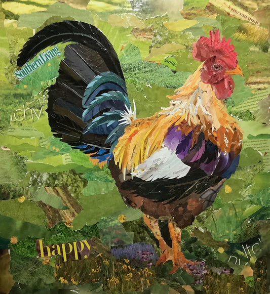 Roger the Rooster Mixed Media Art Piece