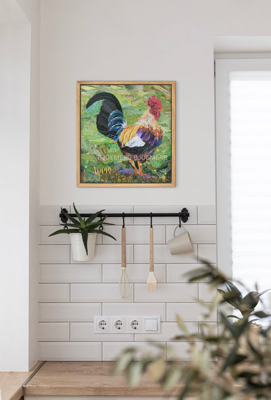 Roger the Rooster Mixed Media Art Piece
