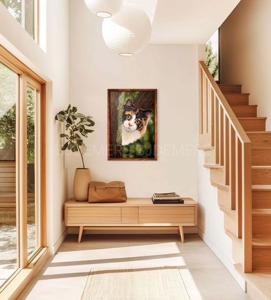 Peek-a-boo Kitty Acrylic Painting